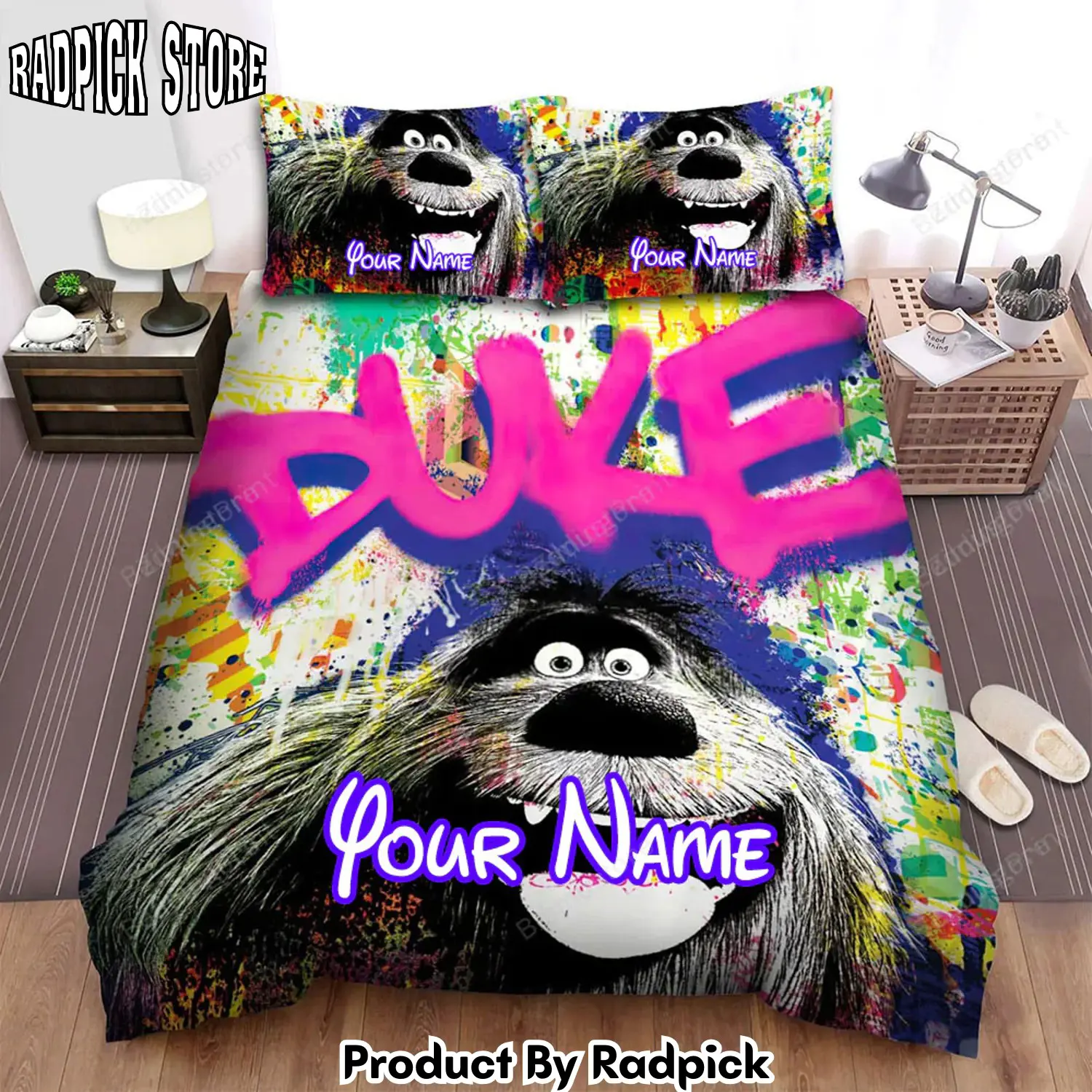 Radpick the secret life of pets 2 duke poster artwork bed sheets duvet cover personalized name bedding sets rp327963